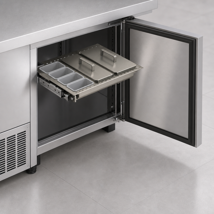 Product image #4 for Glastender Full-Size Condiment Drawer Insert for 18-Inch Door Opening Low-Profile Cooler, 12-Cup