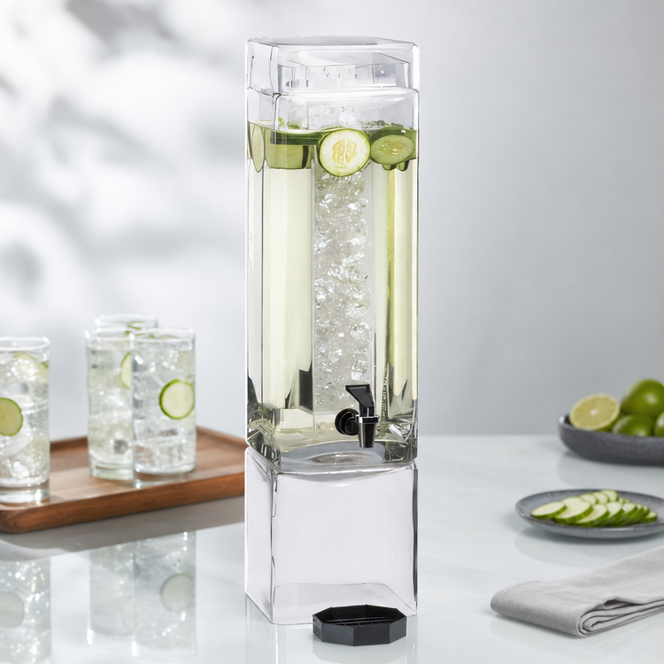 Product image #4 for Cal-Mil 3 Gallon Square Clear Acrylic Beverage Dispenser with Infusion Chamber