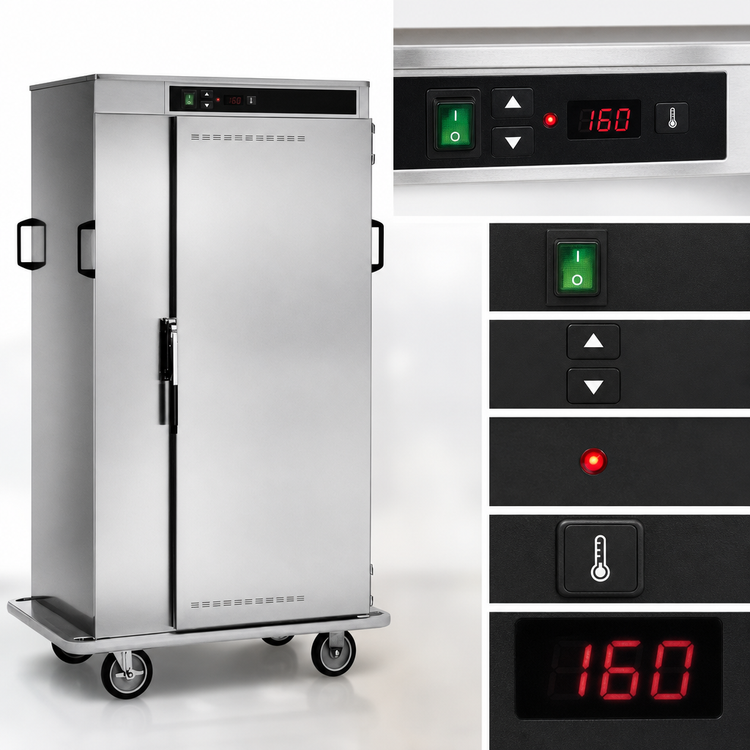 Product image #5 for Halo Heat 128-Plate Stainless Steel Mobile Hot Holding Banquet Cart