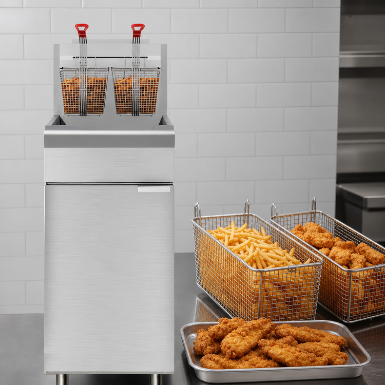 Product image #4 for KoolMore Floor Standing Commercial Natural Gas Vertical Deep Fryer, 40 lb, 90,000 BTU