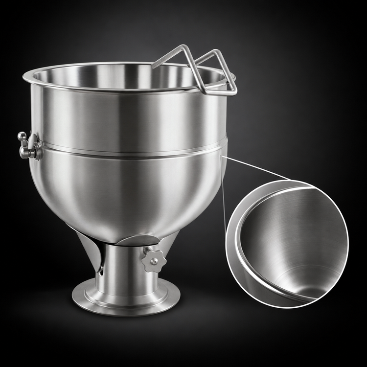 Product image #4 for Legion LP-100 100-Gallon Stationary Direct Steam Kettle, 2/3 Jacketed, Pedestal Base