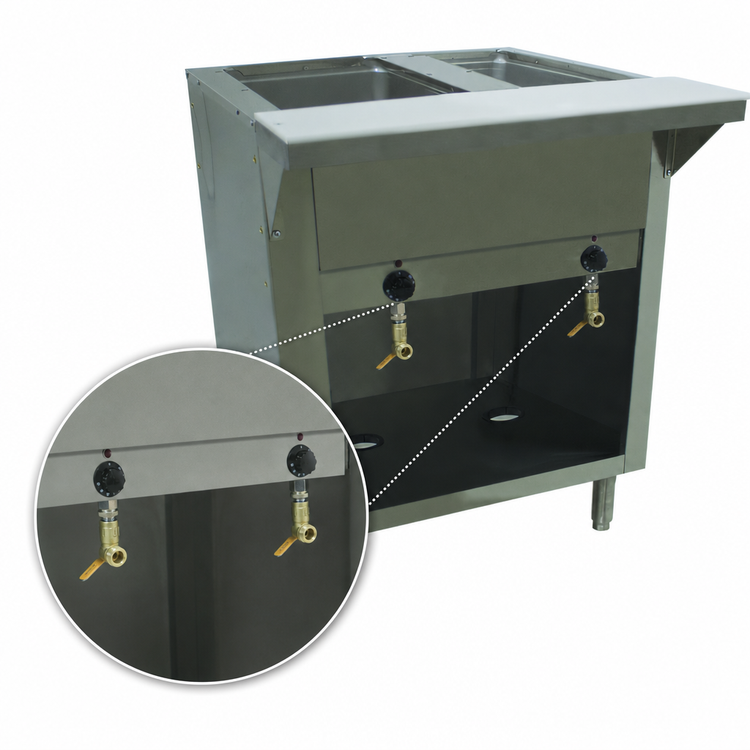 Product image #4 for Advance Tabco Triumph Supreme Electric Two-Well Hot Food Table with Open Cabinet Base and Poly Cutting Board