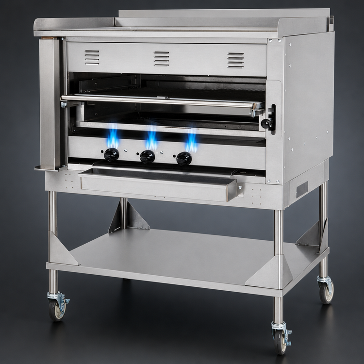 Product image #4 for Vulcan Chophouse VST4B Heavy Duty Gas Upright Broiler, 45-Inch Wide, 3-Burner, Open Stand