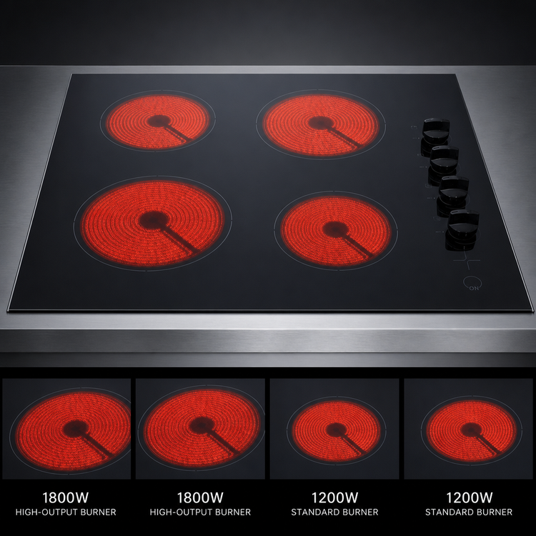 Product image #4 for Summit Commercial 24-Inch Built-In Electric Radiant Cooktop, 4-Burner, Black Ceramic Glass