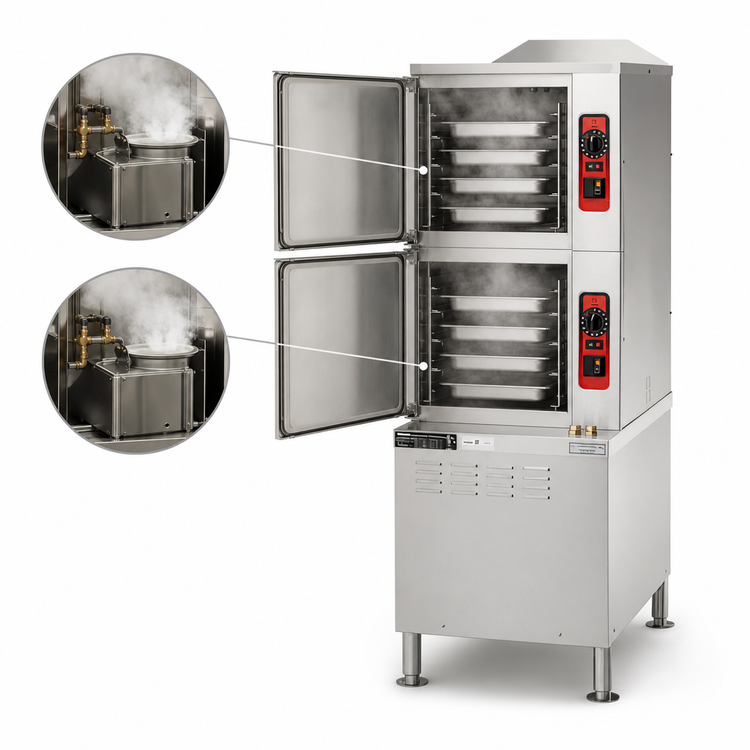 Product image #4 for Vulcan C24ET6 Two-Compartment Electric Convection Steamer on 24-Inch Cabinet Base, 6-Pan Capacity