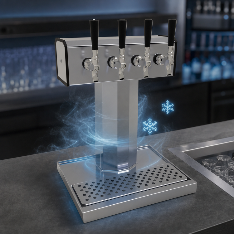 Product image #4 for Glastender Countertop Tee Draft Dispensing Tower, 4 Faucets, Glycol-Cooled, Stainless Steel