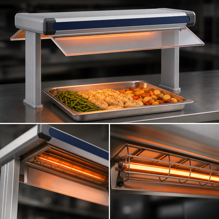 Product image #4 for Hatco Glo-Ray Designer Dual Infrared Strip Heater, 57-1/2 Inch W, 6 Inch Spacing, 2500 Watt, Aluminum, 14 Inch Designer Stands