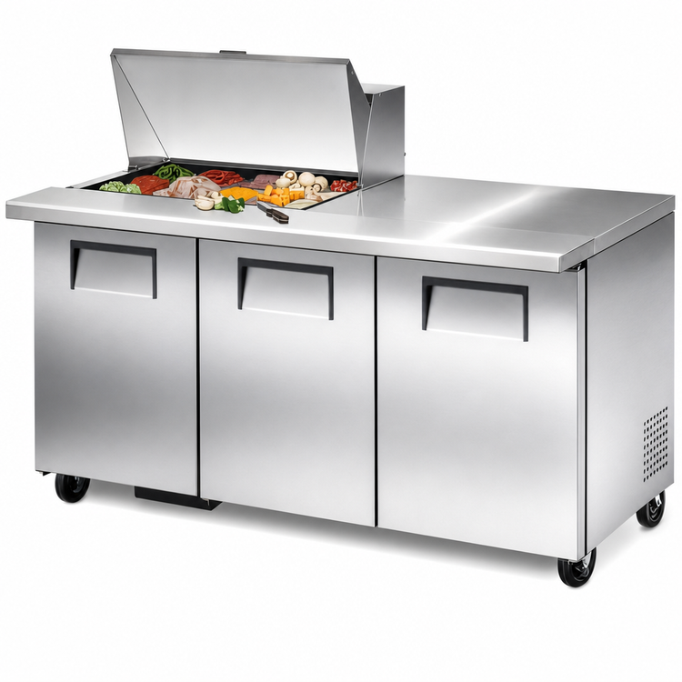 Product image #4 for True Manufacturing 72-Inch Mega Top Three-Section Sandwich/Salad Prep Table with 15 1/6-Pan Capacity