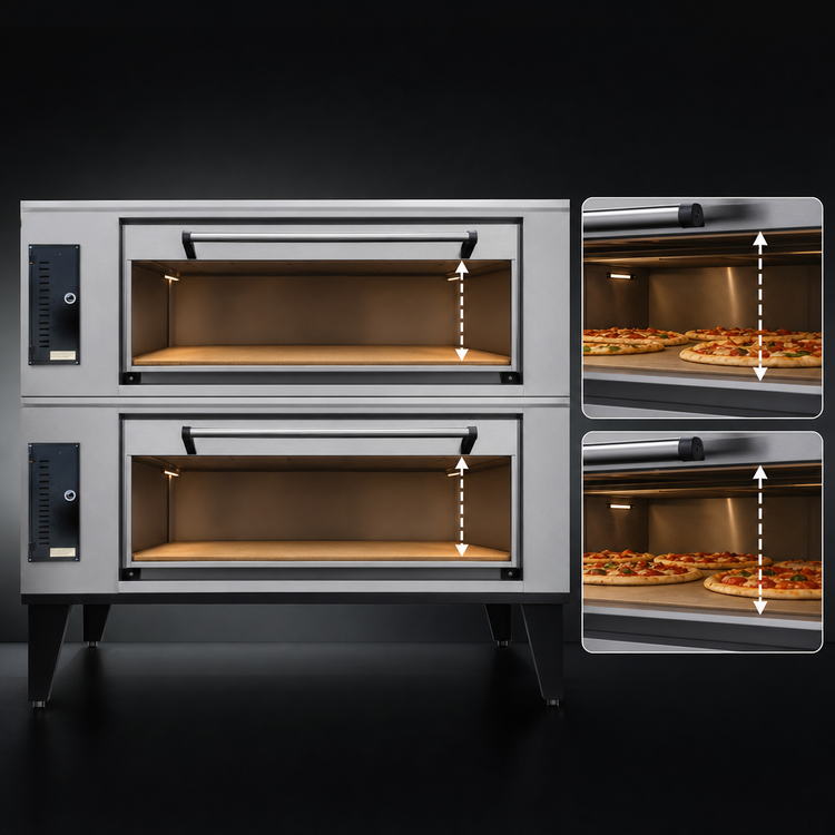 Product image #4 for Marsal SD-10866 Stacked Gas Double Deck Pizza Oven with Two 44 x 66 Inch Baking Chambers