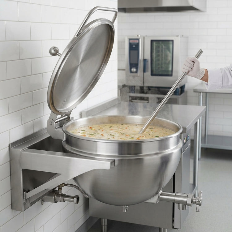 Product image #3 for Legion LSWC-60 60 Gallon Direct Steam Full-Jacketed Wall-Mount Kettle