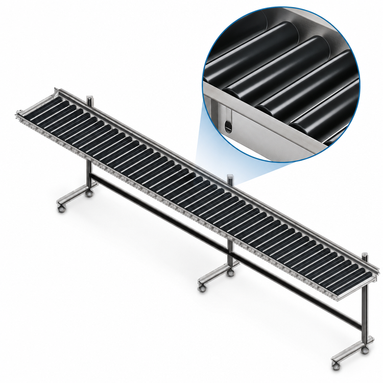 Product image #4 for Dinex DXIESRC4 4-Foot Cantilever Tray Make-Up Conveyor with PVC Rollers