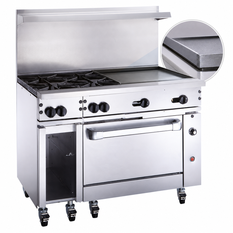 Product image #4 for Vulcan Endurance 48-Inch Gas Restaurant Range with 2 Open Burners, 36-Inch Griddle, and Standard Oven