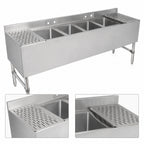 Thumbnail image #4 for John Boos UBS4-2196-2D24-X 96-Inch 4-Compartment Stainless Steel Underbar Sink with Dual 24-Inch Drainboards