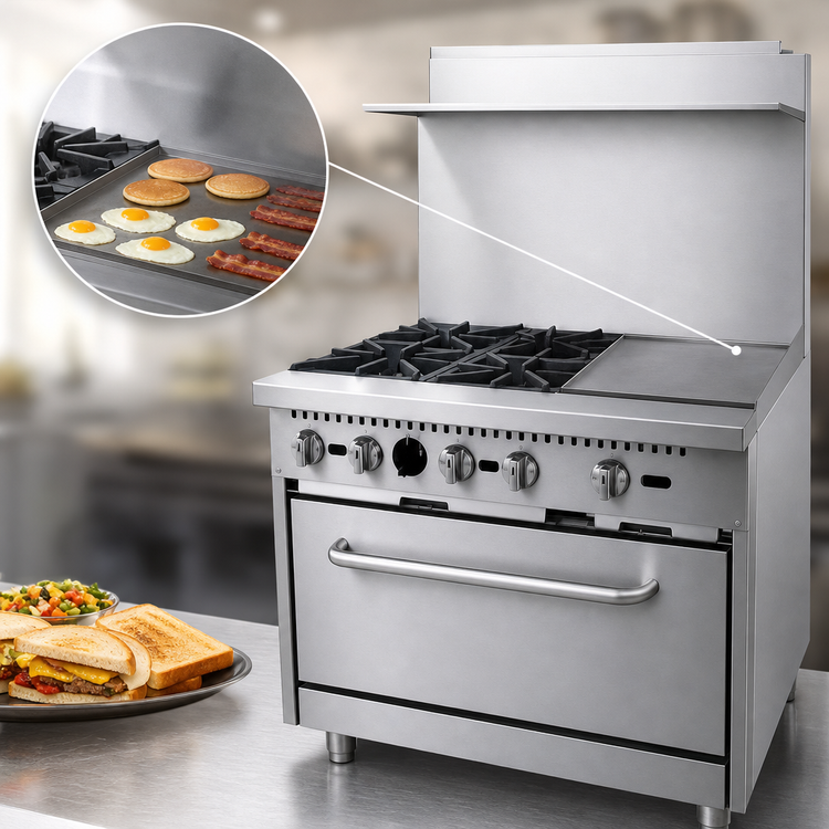 Product image #4 for Serv-Ware 36-Inch Gas Range with 4 Open Burners, 12-Inch Griddle, and Standard Oven