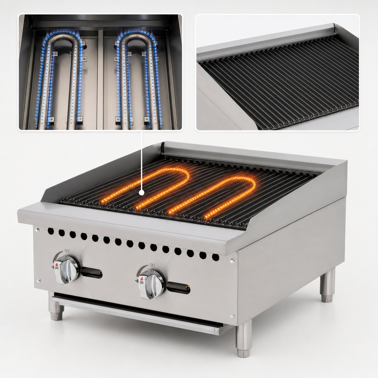 Product image #4 for Migali Competitor Series 24-Inch Countertop Natural Gas Char-Rock Broiler with Lava Rock Radiants
