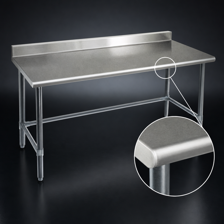 Product image #4 for Eagle Deluxe Series 84"W x 36"D Stainless Steel Work Table with 4-1/2" Backsplash and Galvanized Tubular Base