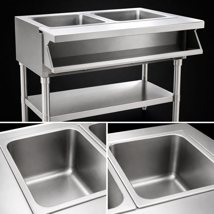 Product image #4 for Eagle Group SHT2-240-3 Electric Sealed-Well Hot Food Table with Open Base, 2 Wells, 33-Inch Wide, 240V/3-Phase
