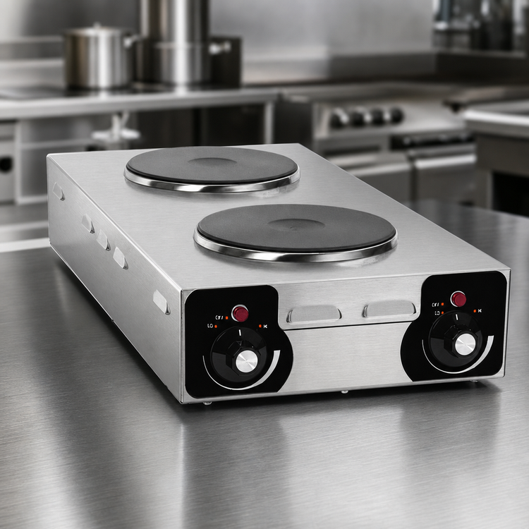 Product image #4 for Nemco 6310-3 Countertop Vertical Double Burner Electric Hot Plate, 25-1/2 Inch Wide, Brushed Stainless Steel