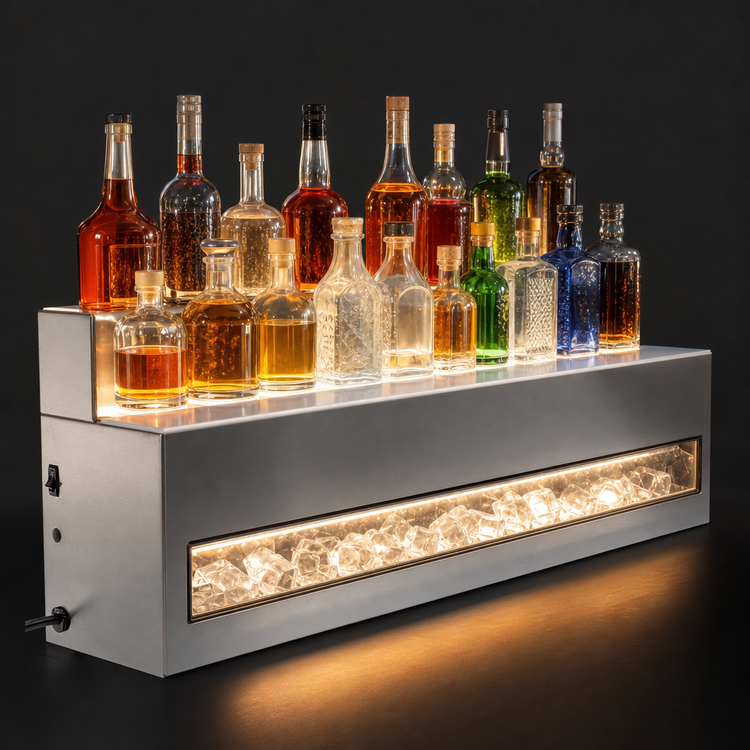 Product image #4 for Glastender LLDG-30 Two-Tier Lighted Liquor Display for Glass Ice Display Units, 30-Inch Wide