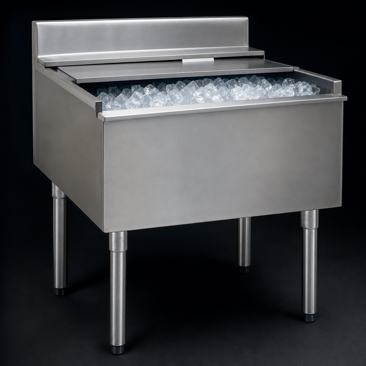 Product image #4 for Eagle 2200 Series 36-Inch W x 24-Inch D Underbar Ice Bin/Cocktail Unit with Sliding Cover, 8-Inch Deep Liner, and 101 lb Capacity