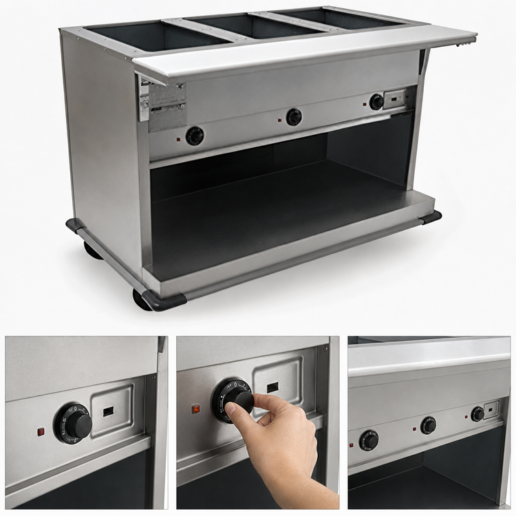 Product image #4 for Spec-Master PHT5CB-208 Portable Electric Hot Food Table with (5) Wet/Dry Wells, 81-3/4"W