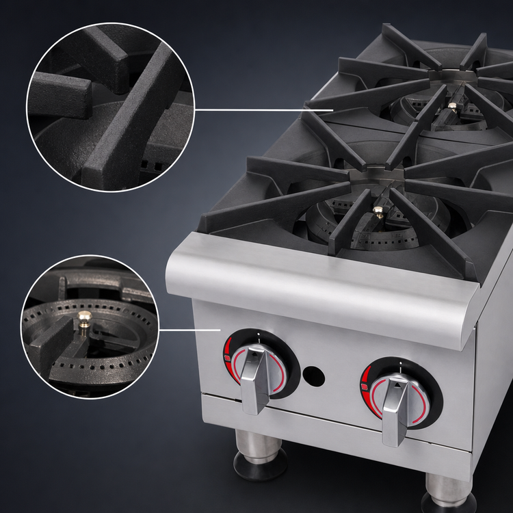 Product image #4 for APW Wyott Workline GHP-4S 24-Inch 4-Burner Gas Countertop Hot Plate, 88,000 BTU
