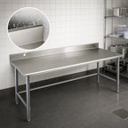 Thumbnail image #4 for Eagle Group Budget Series T36108STB-BS 108 x 36 Inch Stainless Steel Work Table with 4-1/2 Inch Backsplash, Open Front Base