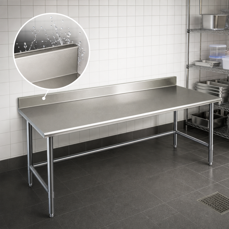 Product image #4 for Eagle Group Budget Series 108" x 36" Stainless Steel Work Table with 4-1/2" Backsplash and Tubular Base