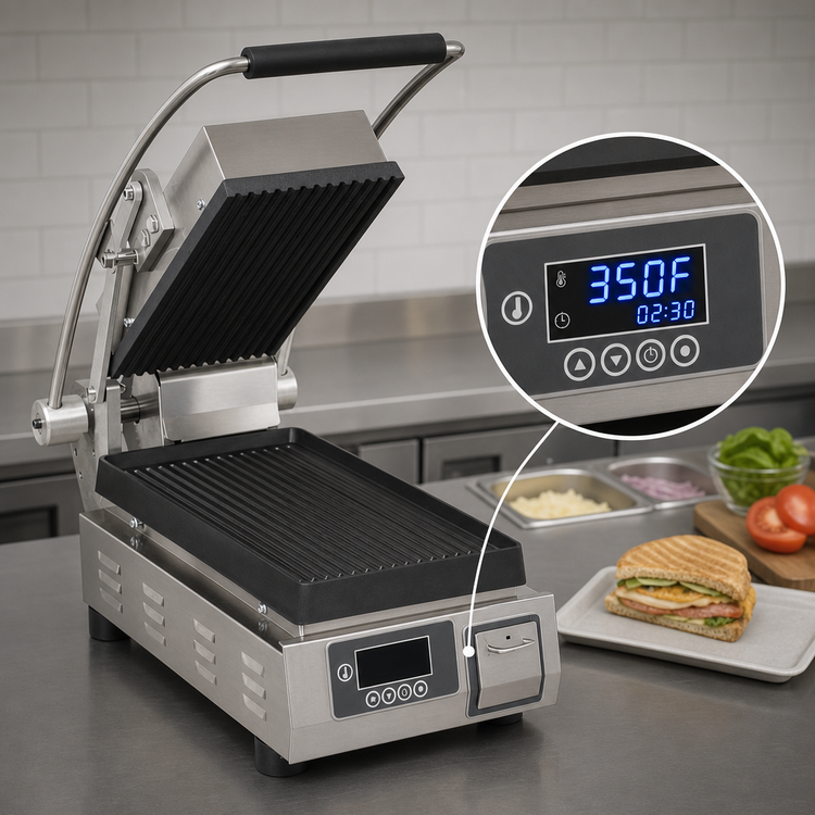 Product image #4 for Star Pro-Max 2.0 7.5-Inch Grooved Cast Iron Countertop Sandwich Grill, 240V