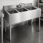 Thumbnail image #4 for Krowne Silver Series 18-33 38.5-Inch 3-Compartment Stainless Steel Underbar Sink with Wall-Mount Faucet