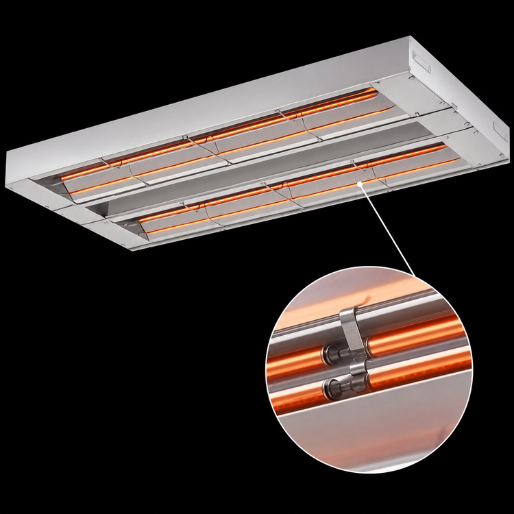 Product image #4 for Hatco Glo-Ray® GRAH-144D3 144-Inch Unlighted Infrared Strip Heater with Double Metal Heating Rods, Aluminum, 6.9 kW