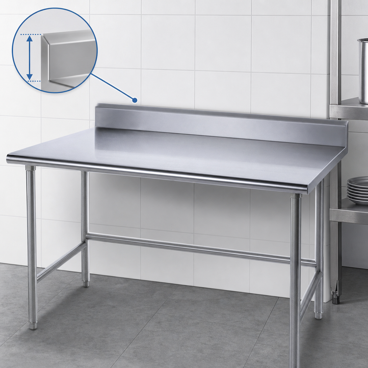 Product image #4 for Advance Tabco 108-Inch x 24-Inch Stainless Steel Work Table with 5-Inch Backsplash