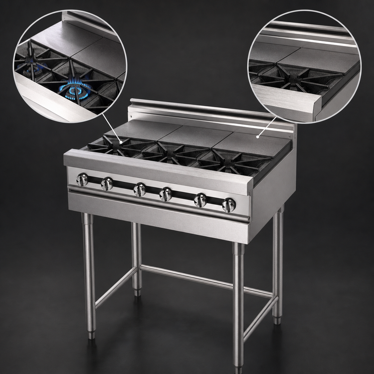 Product image #4 for Titan JMRH-3ST 36 Inch Modular Heavy Duty Gas Range with Open Burners and Hot Tops