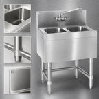 Thumbnail image #4 for Eagle Group Spec-Bar B2-2-24 Two-Compartment Underbar Sink, 24-Inch Wide, 304 Stainless Steel, 8-Inch Backsplash, No Drainboards