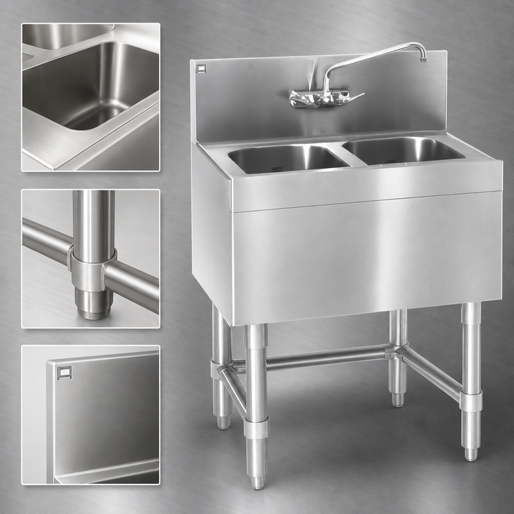 Product image #4 for Eagle Spec-Bar Two-Compartment Underbar Sink Unit, 24-Inch Wide, 304 Stainless Steel