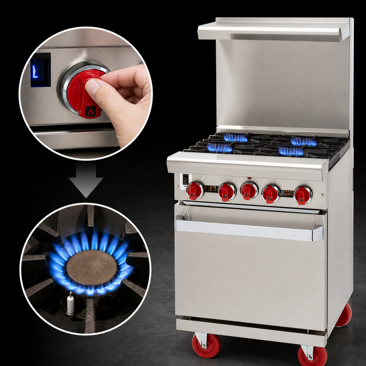 Product image #4 for American Range Green Flame ARGF-4 24-Inch Commercial Gas Range with 4 Open Burners and Oven