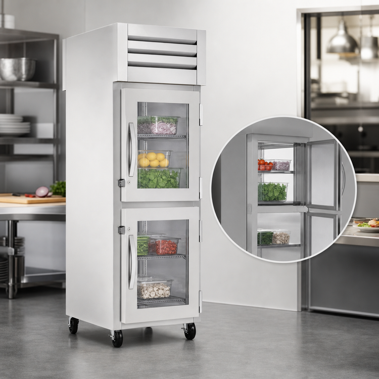 Product image #4 for True SPEC SERIES 1-Section Pass-Thru Reach-In Refrigerator with 2 Glass Half Front Doors and Rear Glass Door