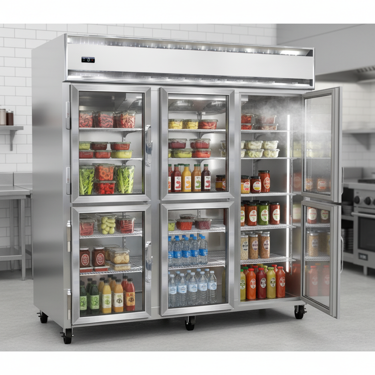 Product image #3 for Continental Refrigerator 3FNSSGDHD Three-Section Full-Size Glass Half Door Reach-in Display Freezer