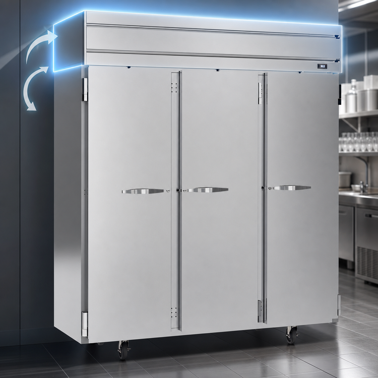 Product image #4 for Beverage-Air Horizon Series Three-Section Top-Mount Reach-In Refrigerator with Solid Doors