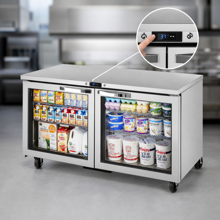 Product image #4 for True SPEC SERIES 60-Inch Two-Section Undercounter Refrigerator with 2 Low-E Glass Doors