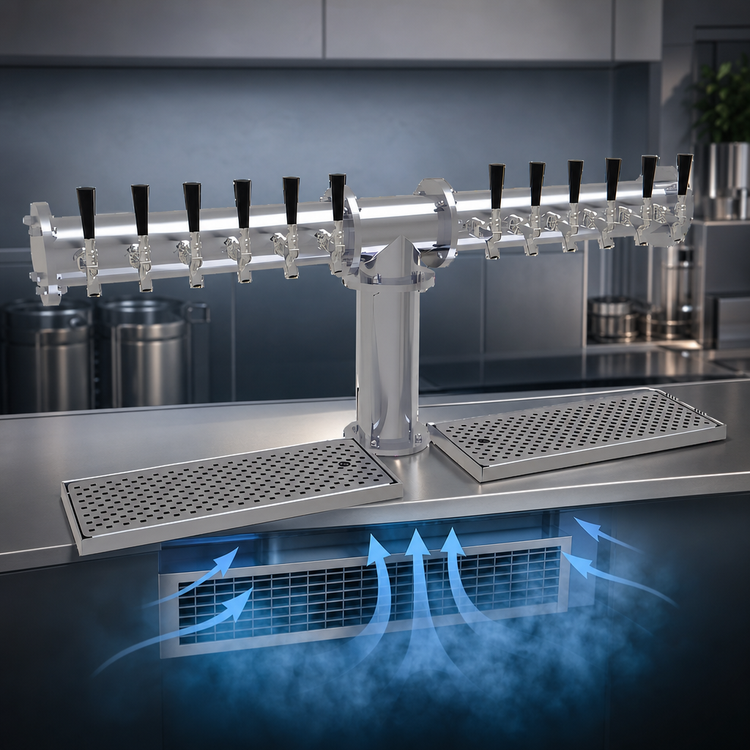 Product image #4 for Glastender 12-Faucet Countertop Air-Cooled Pipe Tee Draft Dispensing Tower