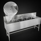Thumbnail image #4 for Eagle Group Spec-Bar B6L-4-24 Four-Compartment Underbar Sink with Left Drainboard, 72 in W x 24 in D, 304 Stainless Steel