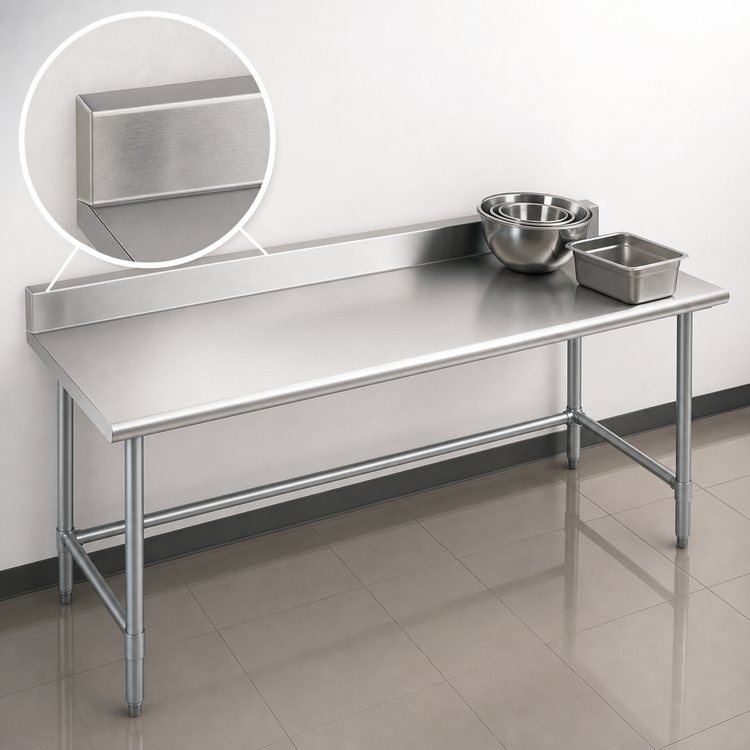 Product image #4 for Eagle Group Budget Series 108-Inch W x 30-Inch D Work Table with 4-1/2-Inch Backsplash and Galvanized Tubular Base
