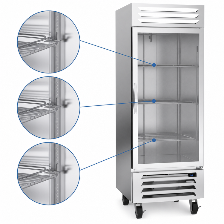 Product image #4 for Beverage-Air Vista® Series One-Section Reach-In Refrigerator with Glass Door, 25.97 Cu. Ft., Bottom-Mounted Self-Contained