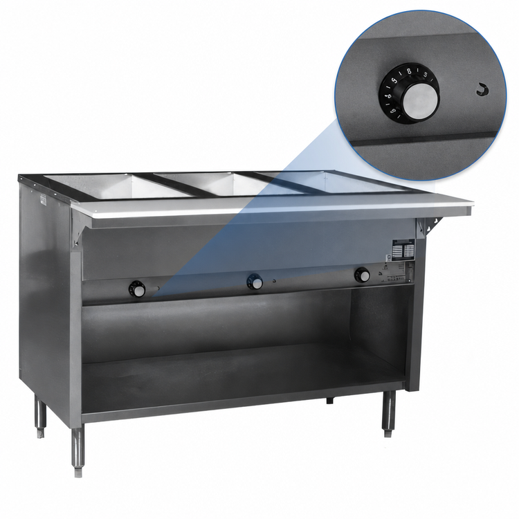 Product image #4 for Eagle Spec-Master 63-1/2 Inch Electric Hot Food Table with 4 Wet/Dry Wells, Open Base
