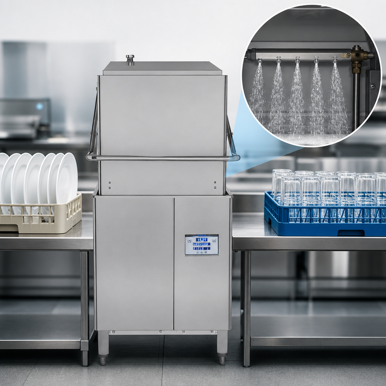 Product image #4 for Jackson DynaStar High Temperature Sanitizing Door-Type Dishwasher with Built-In Booster Heater, Approx. 62 Racks/Hour, Universal Straight-Through/Corner Design
