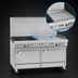Thumbnail image #4 for Ultimate 60-Inch Commercial Gas Restaurant Range with 4 Star/Sauté Burners, 36-Inch Griddle, and 2 Convection Ovens
