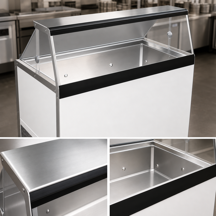 Product image #4 for Master-Bilt DD-46 Floor Model Ice Cream Dipping/Display Freezer Merchandiser with Slanted Glass, 8 Display Tubs, 4 Storage Tubs, 115V