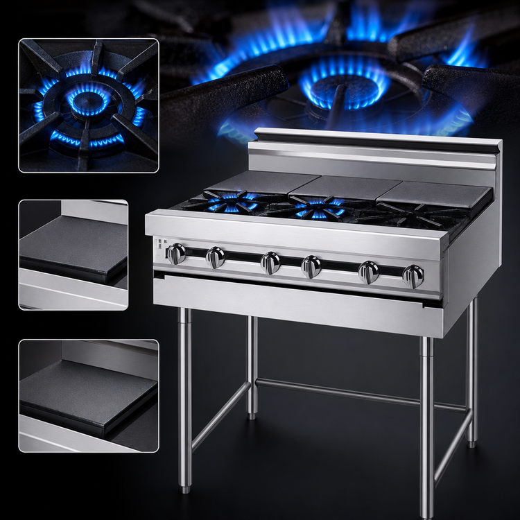 Product image #4 for Titan JMRH-2ST 24" Modular Heavy-Duty Gas Range with 2 Open Burners & 2 Hot Tops