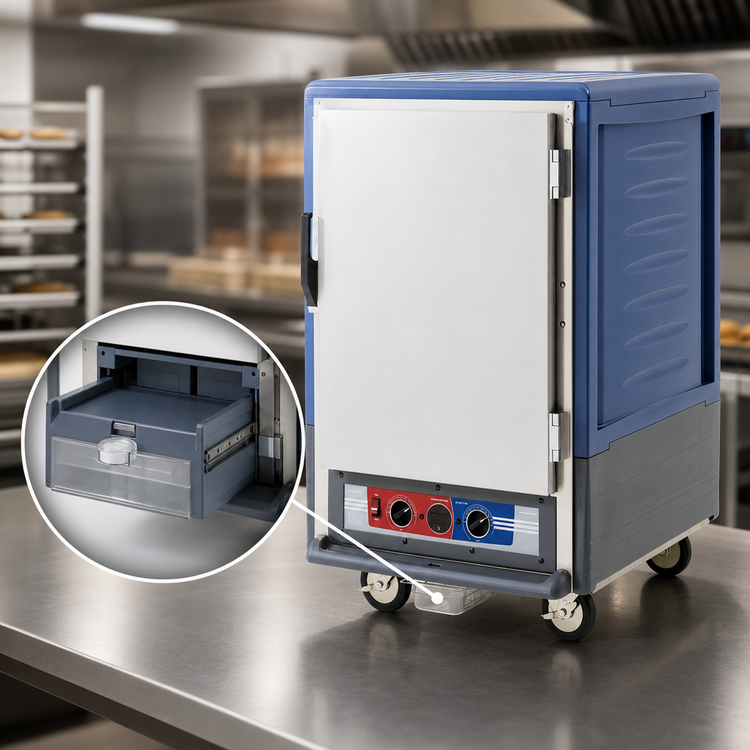 Product image #4 for Metro C5 3 Series Half-Height Mobile Heated Holding & Proofing Cabinet, Moisture Module, Blue Insulation Armour, Solid Door, Universal Wire Slides